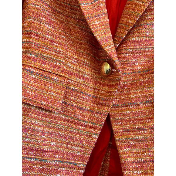 Daniela Corte Tweed Blazer Jacket Orange Pink Blue Yellow Silver Size 38 XS - Picture 3 of 6